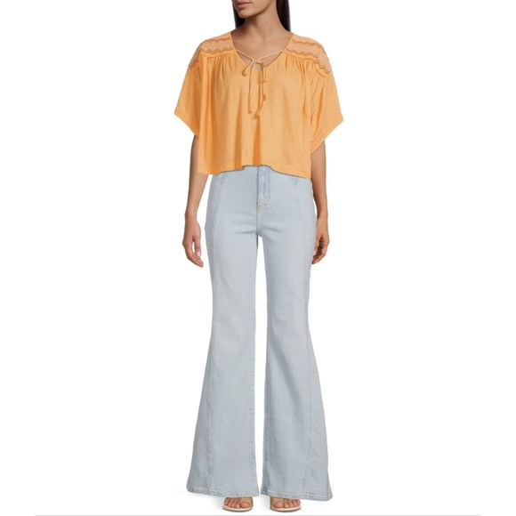 Free People Market Embroidered V-Neck Top - Picture 2 of 9